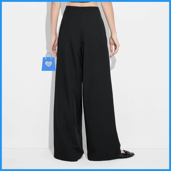 Large - Womens Low-Rise Wide Leg Trousers - Wild Fable - Black - Picture 6 of 6